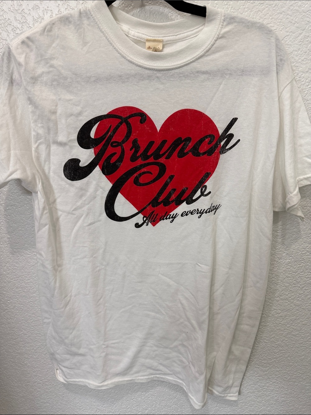 Altar'd State White Tee with Red Heart and Black Script